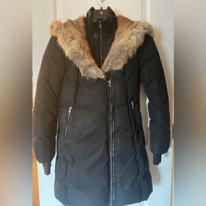 Mackage Black Puffer Jacket with Fur Collar